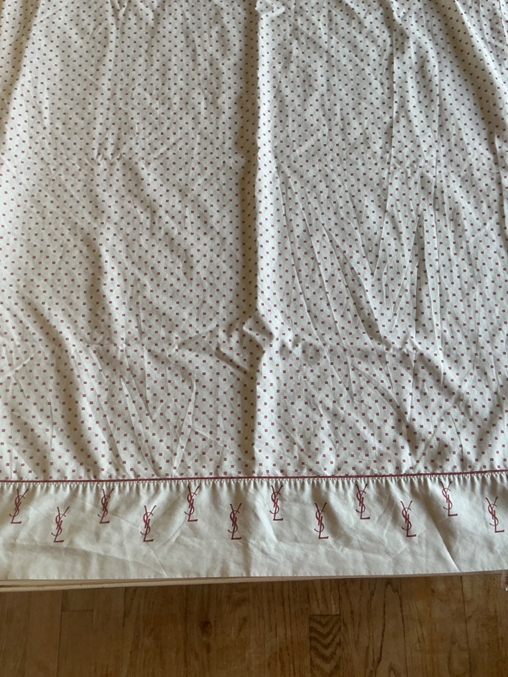 Vintage 80’s Yves Saint Laurent YSL Gray Utica Logo Twin Flat sheet *Defects* - Picture 3 of 10